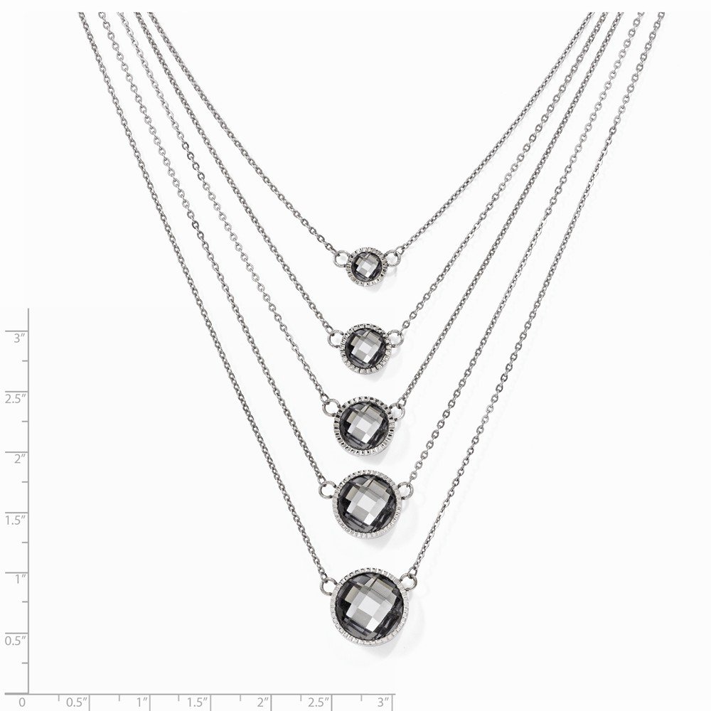 Premium Solid Stainless Steel Grey Glass 2 Inch Extended Polished Necklace for Women - Elegant Jewelry Gift for Birthday, Anniversary & Special Occasions