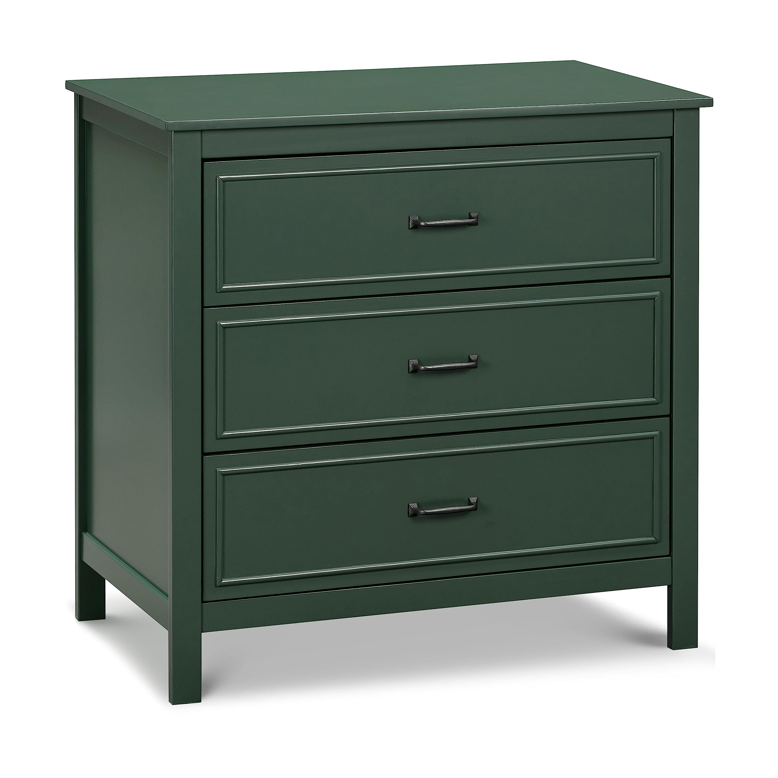 DaVinci Charlie 3-Drawer Dresser - GREENGUARD Gold Certified Wooden Chest for Nursery, Bedroom & Living Room - Compact Nightstand with Easy Assembly in Forest Green - Perfect for Baby Storage, Closet Organization & Small Space Decor