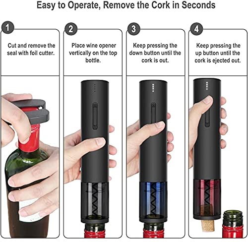 Rechargeable Electric Wine Bottle Opener Set with Automatic Corkscrew, Foil Cutter & Pourer - USB Charging for Easy Wine Opening - Perfect for Home Bars, Parties & Gifts