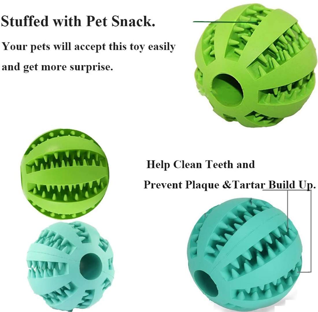 Durable Interactive Dog Chew Toy Ball - Bite Resistant Rubber Food Treat Feeder & Teeth Cleaning Ball for Puppies (2.75'') - Perfect for Teething, Exercise & Playtime