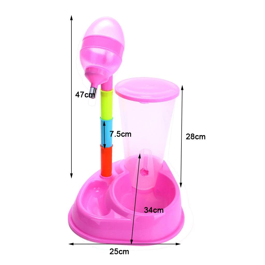 UJEAVETTE® Automatic Pet Water Dispenser for Cats & Dogs - 2L Pink Bowl with Food Stand - Perfect for Home, Office & Travel Use