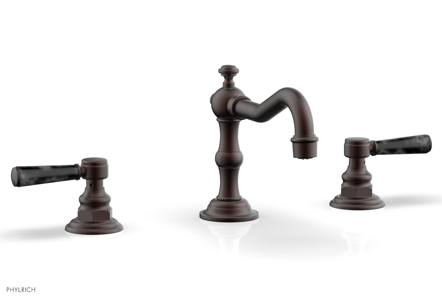 HENRI Widespread Bathroom Faucet with Black Marble Lever Handles - Model 161 03 | Elegant Sink Faucet for Modern Bathroom Vanity, Powder Room & Guest Bath Decor