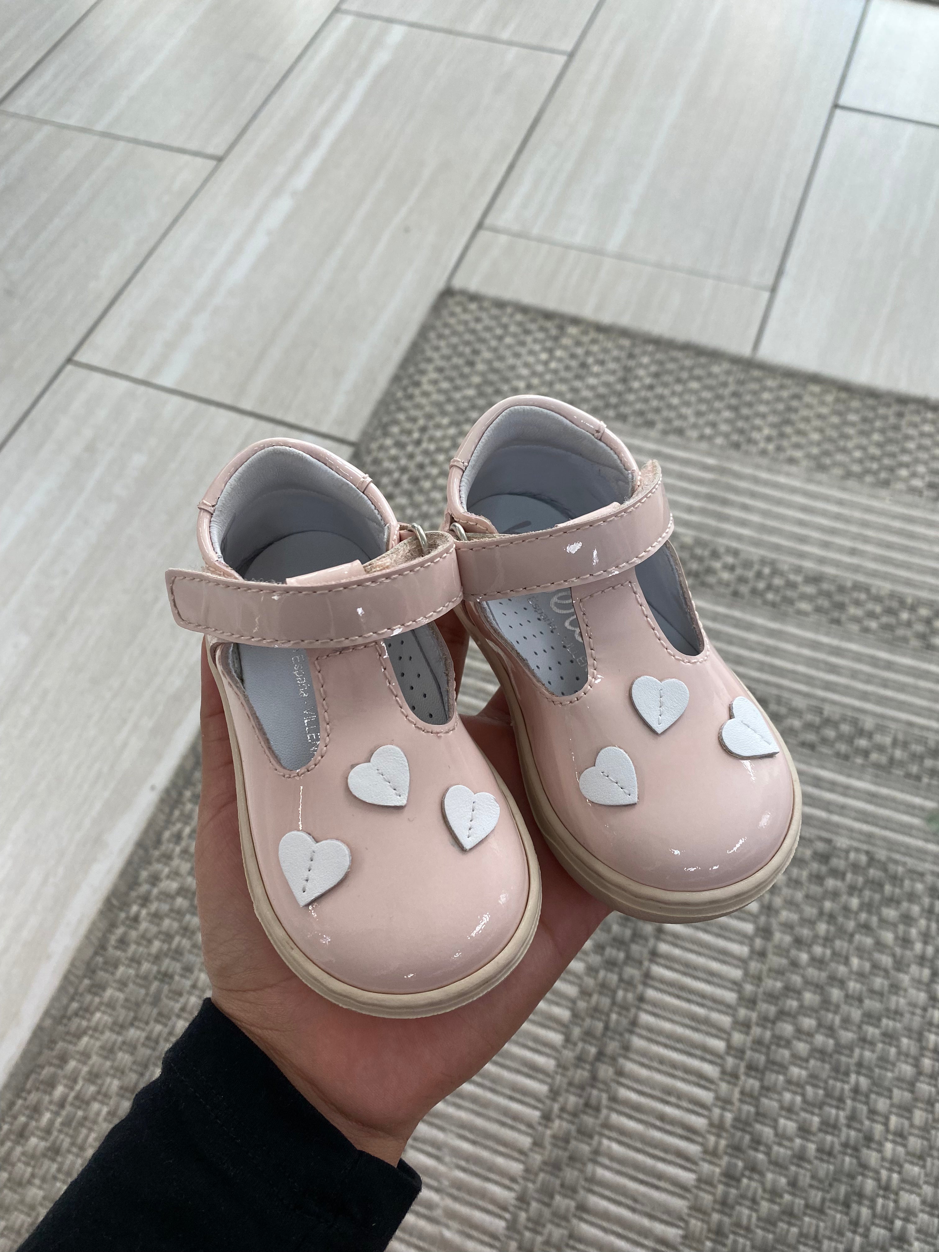 Beberlis Light Pink Patent Heart Velcro Sneakers for Women - Comfortable Casual Shoes for Walking, Running, and Everyday Wear