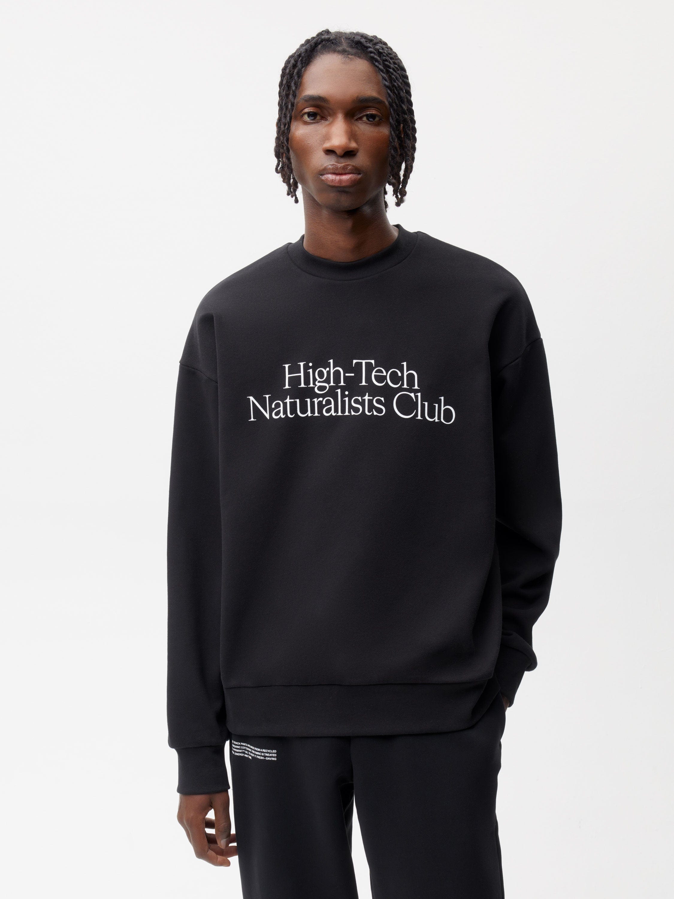 Men's High-Tech Naturalists Club Sweatshirt - Black | Comfortable Cotton Pullover for Outdoor Adventures & Casual Wear