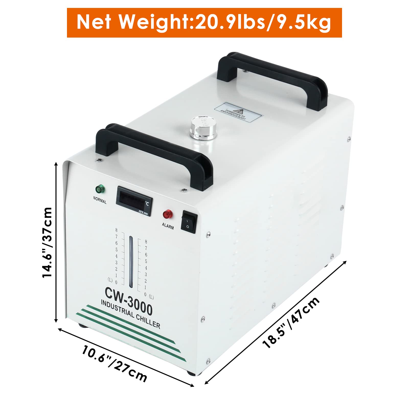 DasMarine CW-3000 8L Industrial Water Chiller - 110V Thermolysis Cooling System for 60W/80W Laser Engraving Machines | Efficient Water Cooling Equipment for Laser Cutting & Engraving Workshops