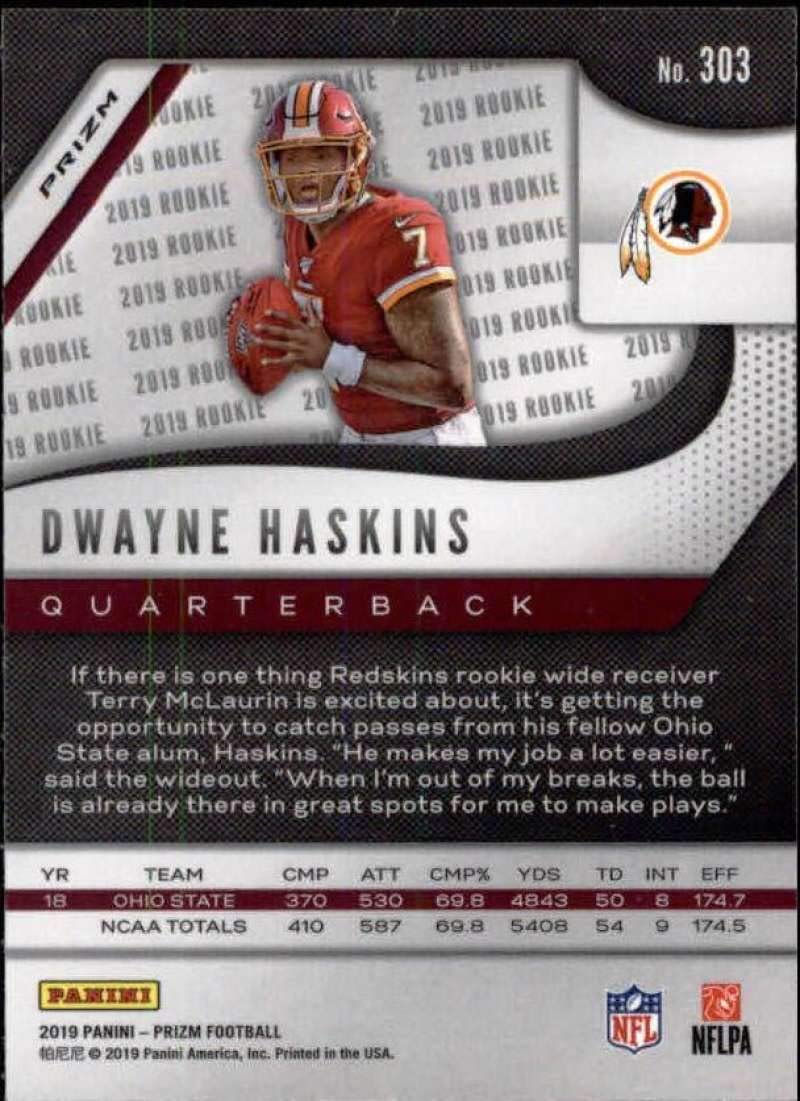 2019 Panini Prizm Neon Green #303 Dwayne Haskins Rookie NFL Football Trading Card - Washington Redskins Collectible for Sports Memorabilia & Card Game Enthusiasts