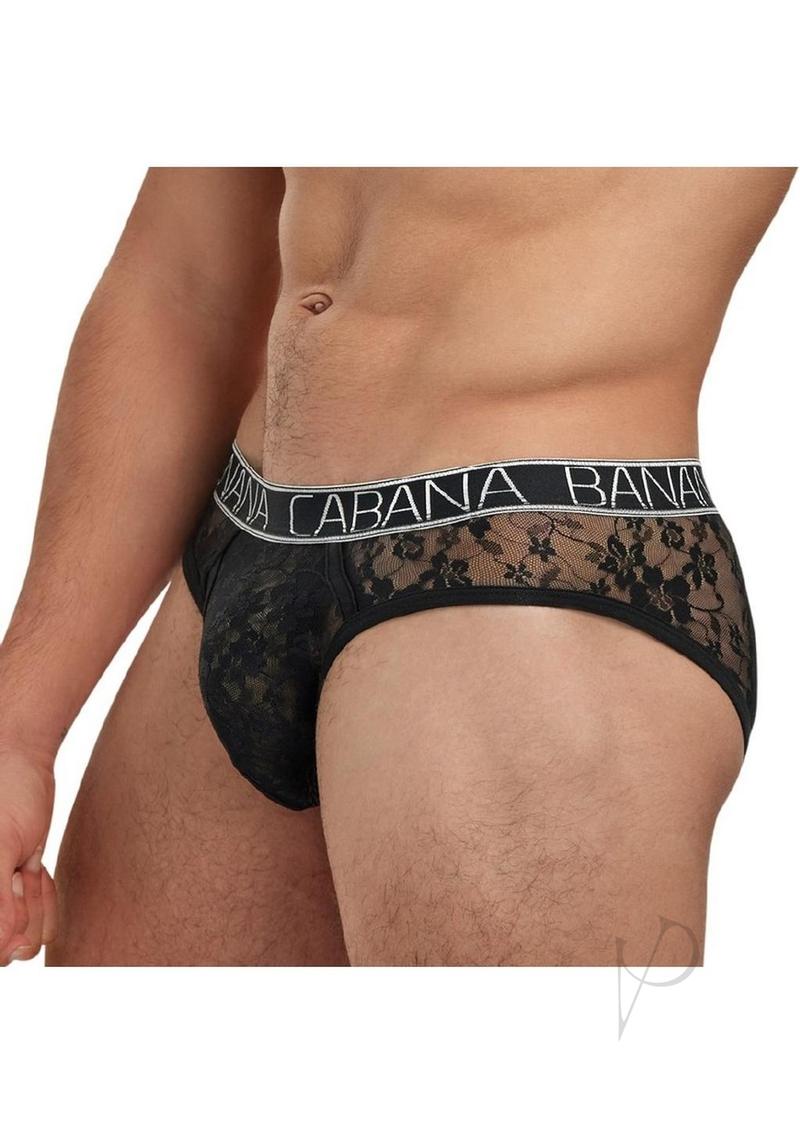 Banana Cabana Lace Low Rise Briefs - Sexy Women's Underwear in Black, Size Large/XLarge - Perfect for Date Night & Special Occasions