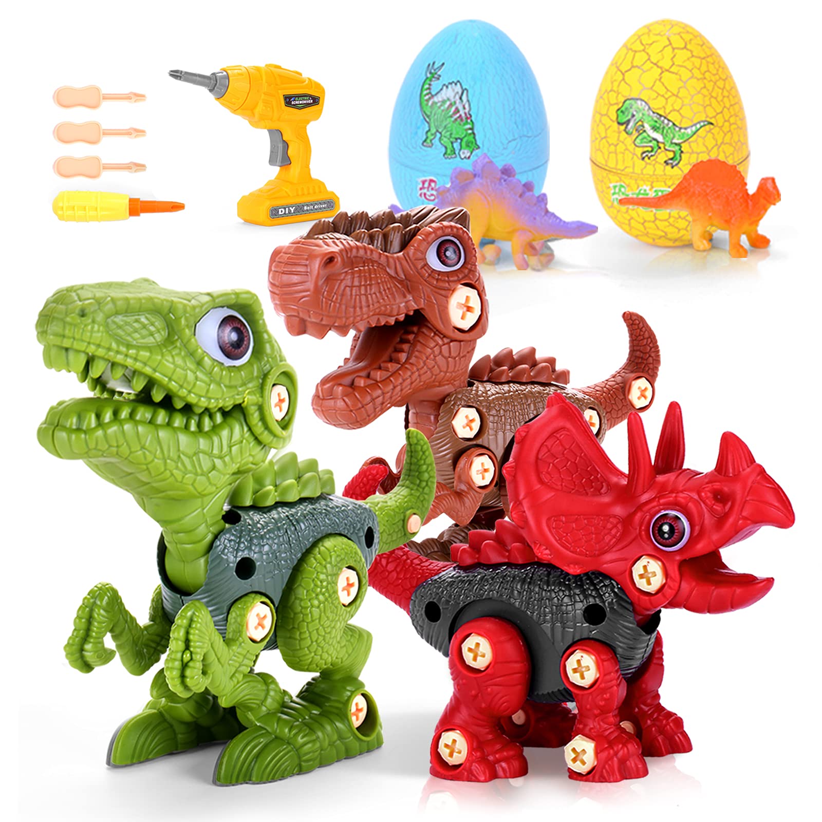 STEM Take Apart Dinosaur Toys for Kids - Educational Building Toy Set with Electric Drill - Learning Construction STEM Toys for Boys & Girls Ages 3-8 - Perfect Birthday, Easter Gifts for Kids - Fun Pretend Play & Classroom Learning Activities