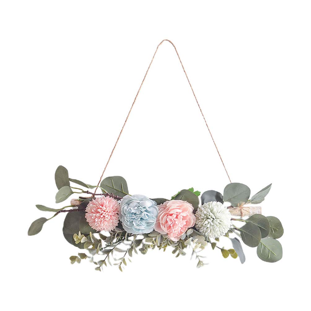 PRETYZOOM Artificial Peony Flower Swag - Farmhouse Wall Hanging Wreath with Green Leaves Floral Garland for Wedding Arch, Front Door, Backdrop & Wall Decor - Perfect for Rustic Weddings, Home Decor & Seasonal Displays