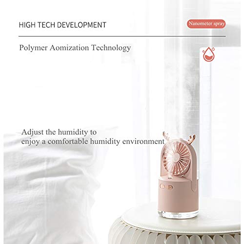 Mini USB Humidifier with Fan - Cute Deer Design, Rechargeable 2000mAh Battery, 2 Mist Modes & 3 Speed Settings, 240ml Capacity for Bedroom, Office, Baby Room, Car & Travel (Green) - Perfect for Dry Air Relief and Aromatherapy