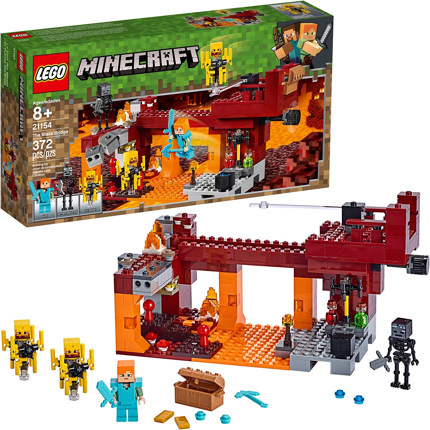 LEGO Minecraft The Blaze Bridge 21154 Building Kit - Creative Construction Toy for Kids & Adults - Perfect for Minecraft Fans & Collectors - Build & Play Scenes from Your Favorite Game