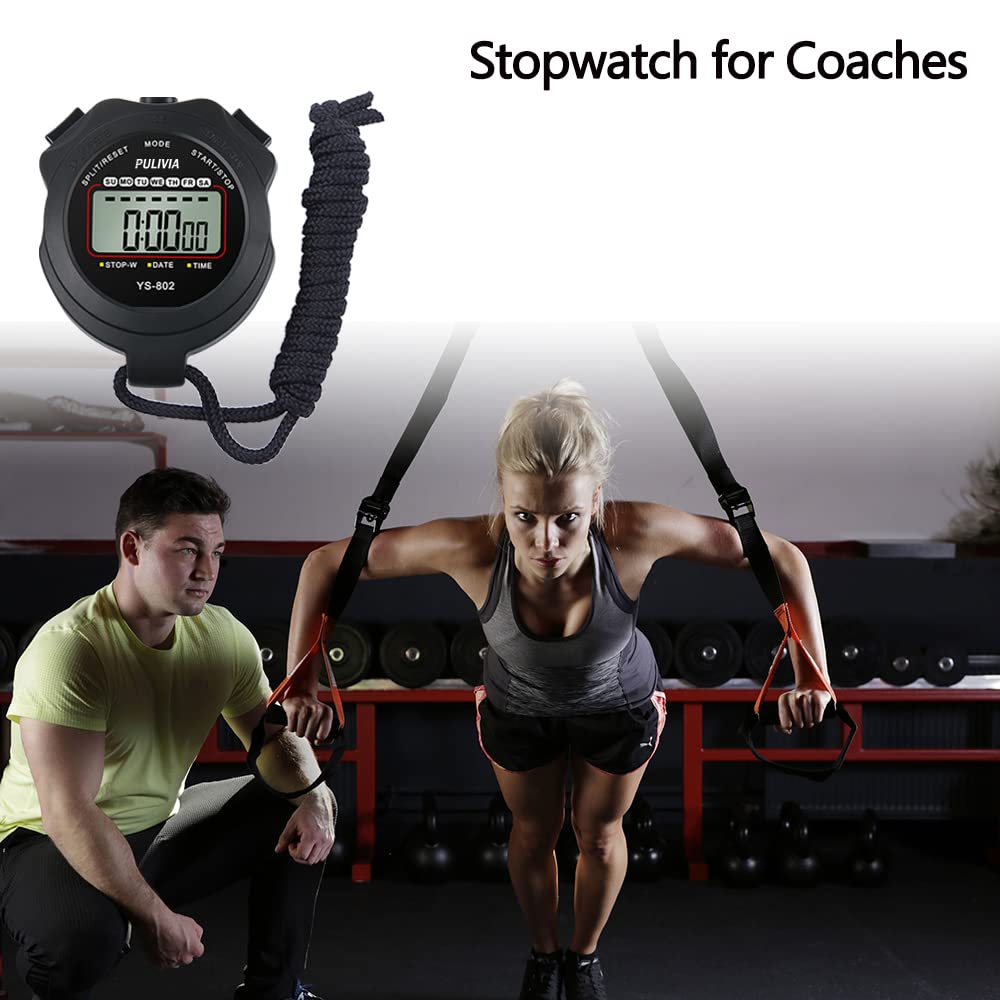 Digital Stopwatch Timer with Lap/Split, Clock, Calendar & Alarm - Large Display Sports Stopwatch for Kids, Coaches, Swimming, Running & Track Events | Perfect for Training, Competitions & Time Management