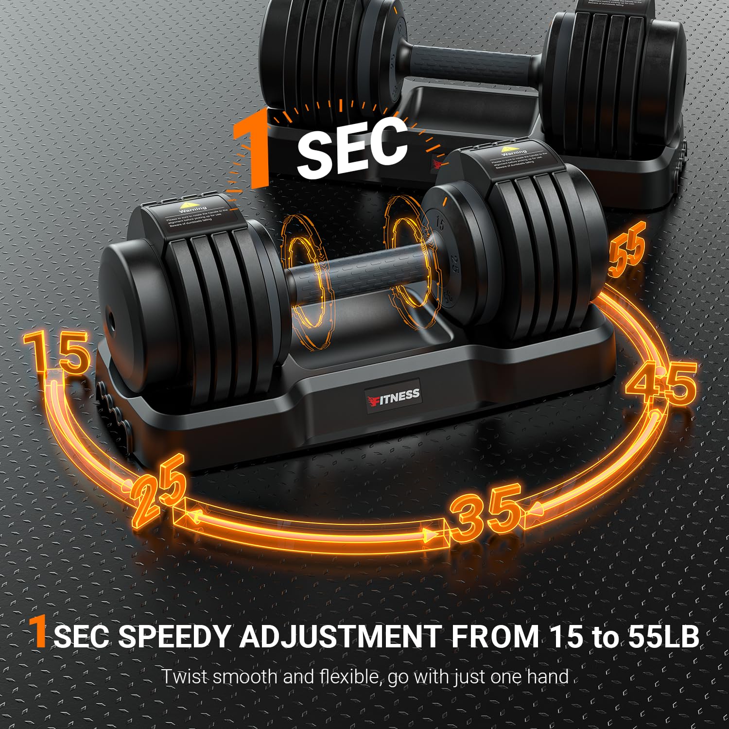 Adjustable Dumbbells Set of 2 - 5-in-1 Quick Change Weight System with Anti-Slip Grip for Home Workouts - Perfect for Strength Training, CrossFit & Home Gym - Ideal for Men & Women
