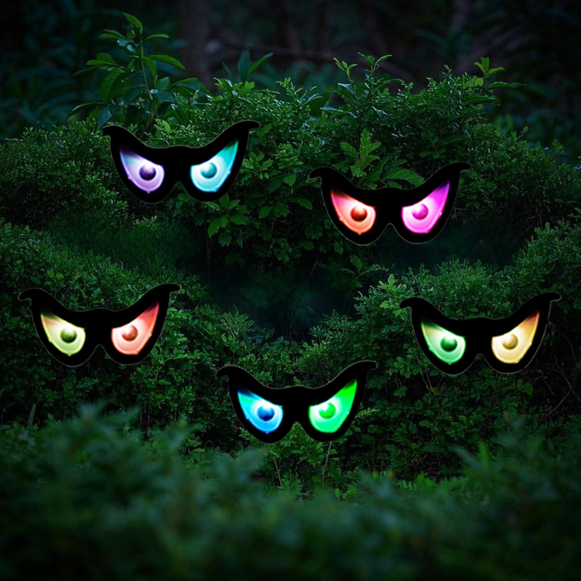 Yofit Halloween Eyes Lights - 5 Pairs Glowing Eyeball Decorations with Hanging Rope, Spooky String Lights for Outdoor Indoor Halloween Decor - Perfect for Bushes, Trees, Walls, Windows, Parties and Haunted Houses