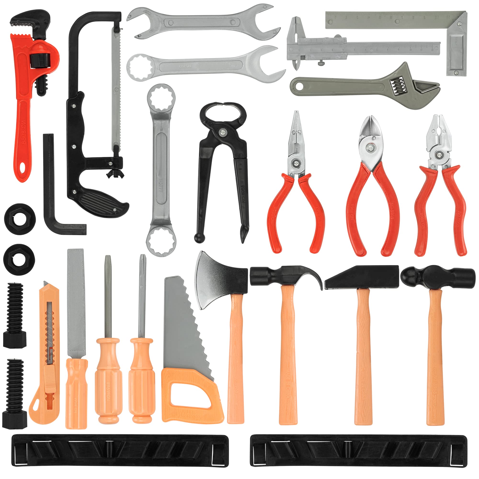56 Pcs Kids Toy Tool Set - Construction Party Supplies & Pretend Play Tools for Boys with Screwdrivers, Pliers, Axes & Saws - Perfect for DIY Pretend Play, Construction Themed Parties & Early Learning