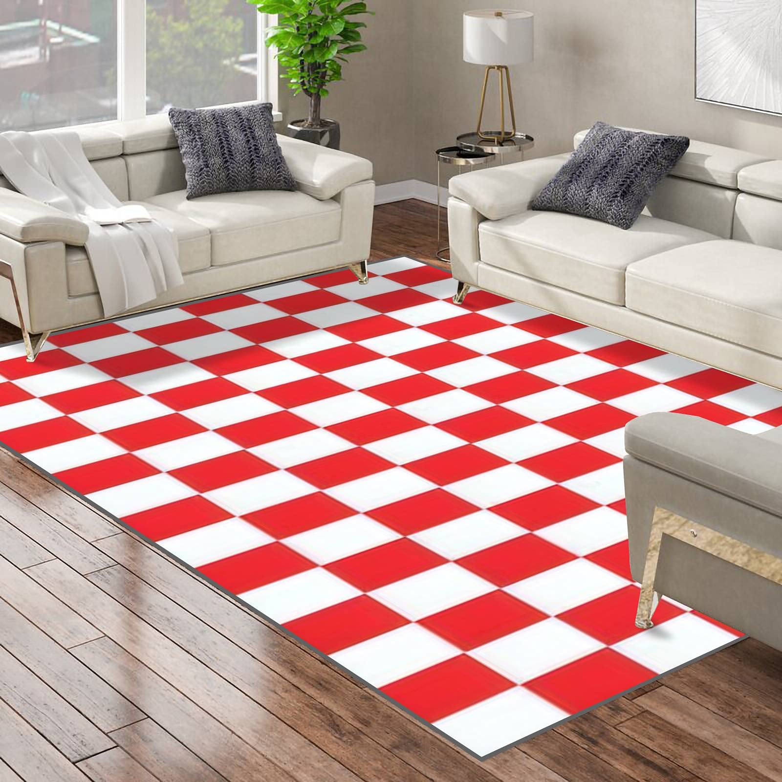 Non-Slip Area Runner Rug - Multicolor Labyrinth Vortex Checkerboard Design for Yoga, Playmat & Home Decor - Perfect for Bedroom, Nursery, Living Room, Patio & Indoor Floor Use