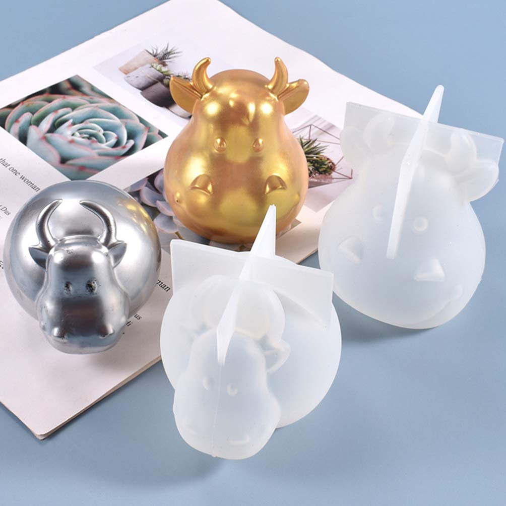 EXCEART Silicone Resin Molds for DIY Crafts - Cattle Cow & Chinese Zodiac Ox Epoxy Casting Molds - Perfect for Making Keychains, Jewelry, Home Decor (Year of The Ox 2021)