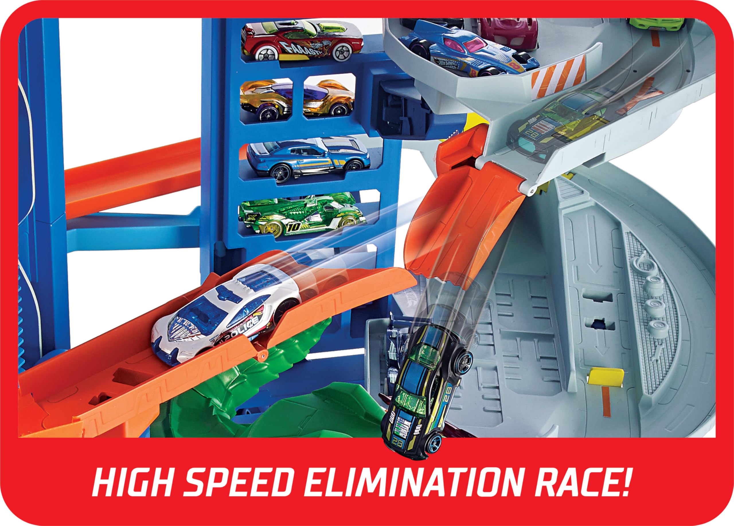 Hot Wheels Ultimate Garage City vs Robo Beasts Multi-Level Race Track with 91cm Mobile T-Rex Dinosaur, Includes 2 Toy Cars - STEM Learning Toy for Kids Ages 5+ (GJL14) - Perfect for Imaginative Play, Birthday Gifts & Car Racing Adventures