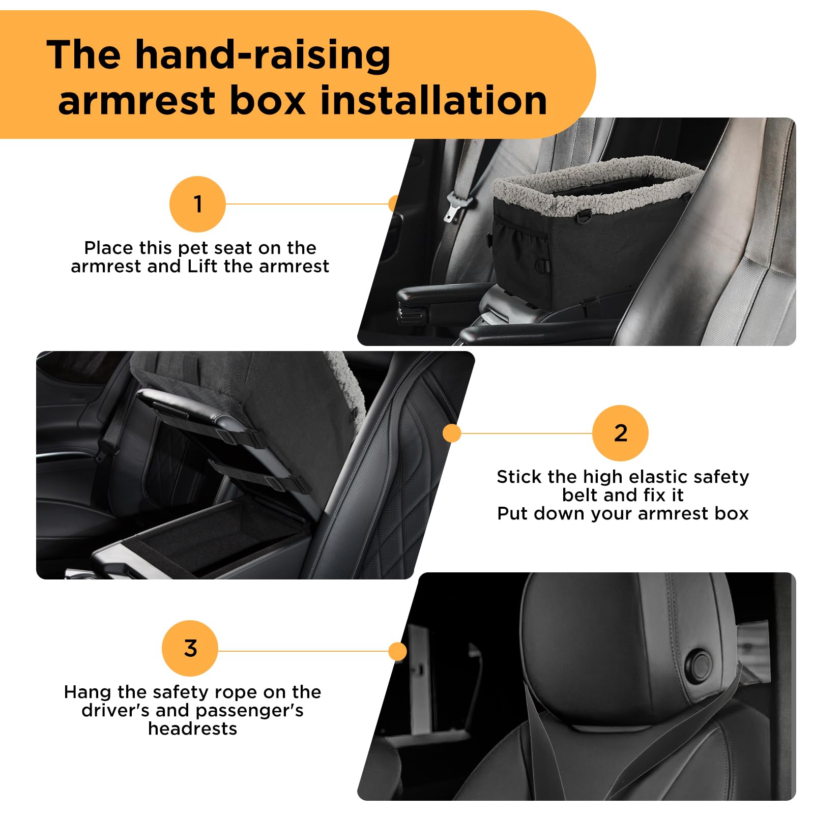 Small Dog Car Booster Seat for Pets Up to 12 lbs - Center Console Pet Carrier with Safety Belt & Puppy Hook - Soft, Warm, Washable & Comfortable - Perfect for Road Trips, Vet Visits & Daily Commutes