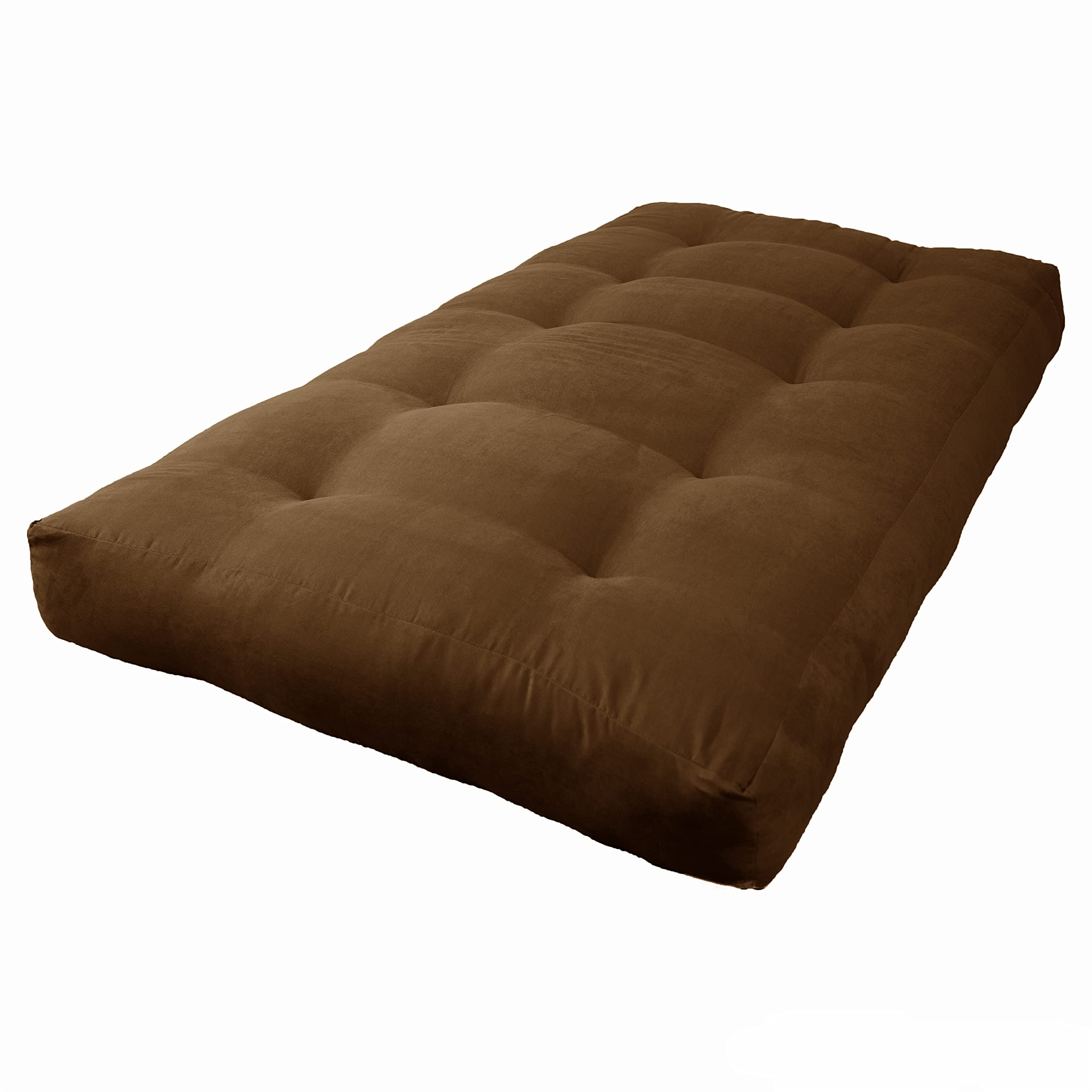 Blazing Needles 7-inch Microsuede Twin Futon Mattress - Chocolate Brown, Ultra Soft & Supportive for Small Spaces - Perfect for Guest Beds, Dorm Rooms, and Daytime Lounging
