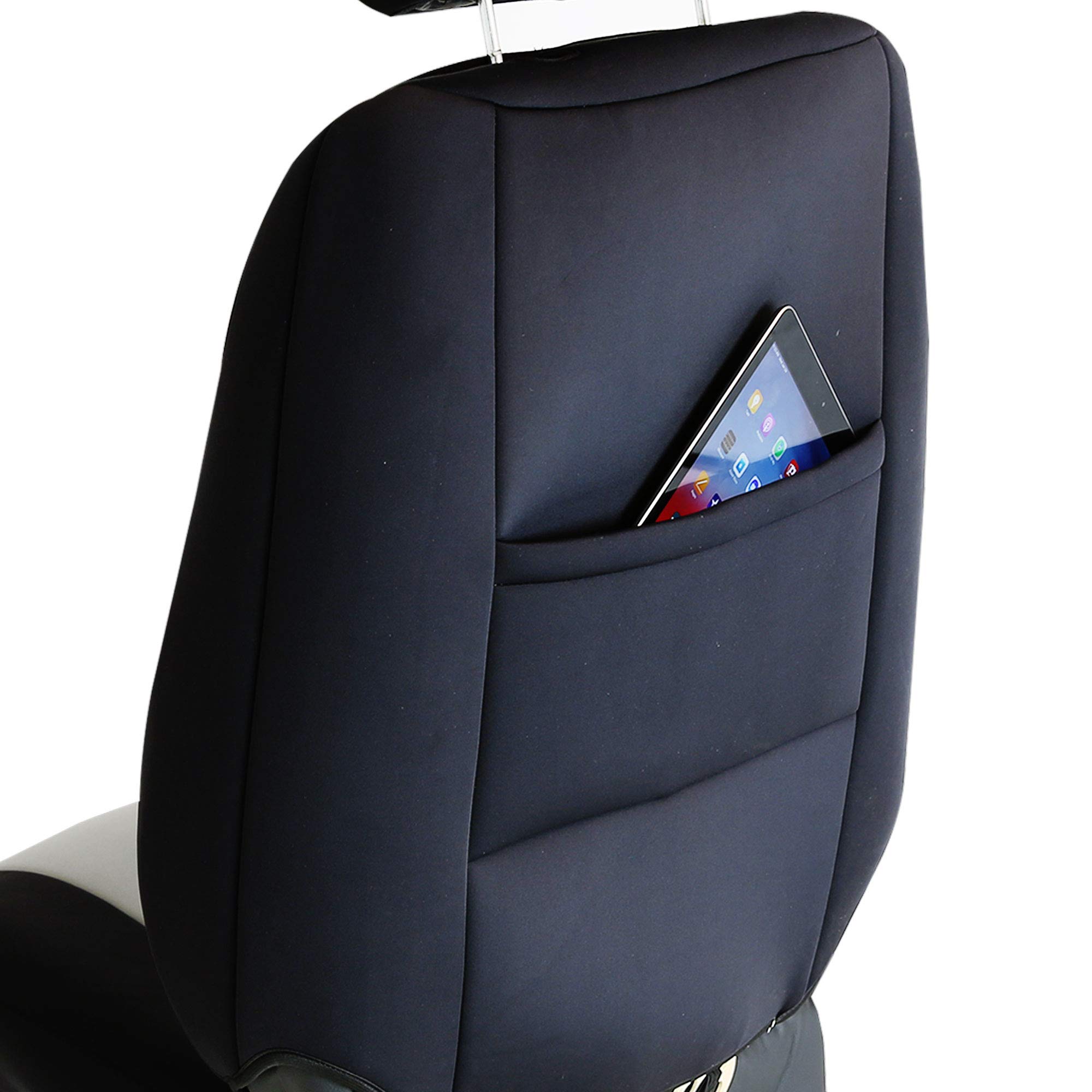 FH Group Neosupreme Water Resistant Car Seat Covers - 2 Pack Universal Fit Seat Protectors for Cars, Trucks & SUVs (Blue/Black) - Comfortable Car Cushions for Long Drives & Road Trips