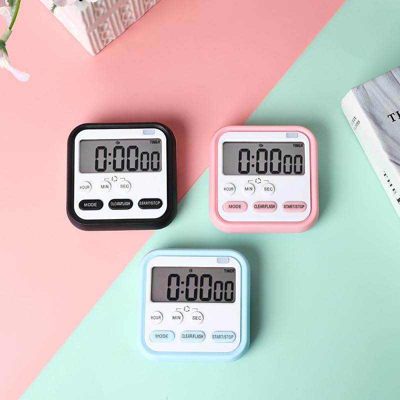 Multi-Function Digital Alarm Clock with Timer, Stopwatch & Flashing Light | Time Management Tool for Study, Cooking & Work | Countdown Clock for Kitchen, Office & Bedroom - Blue
