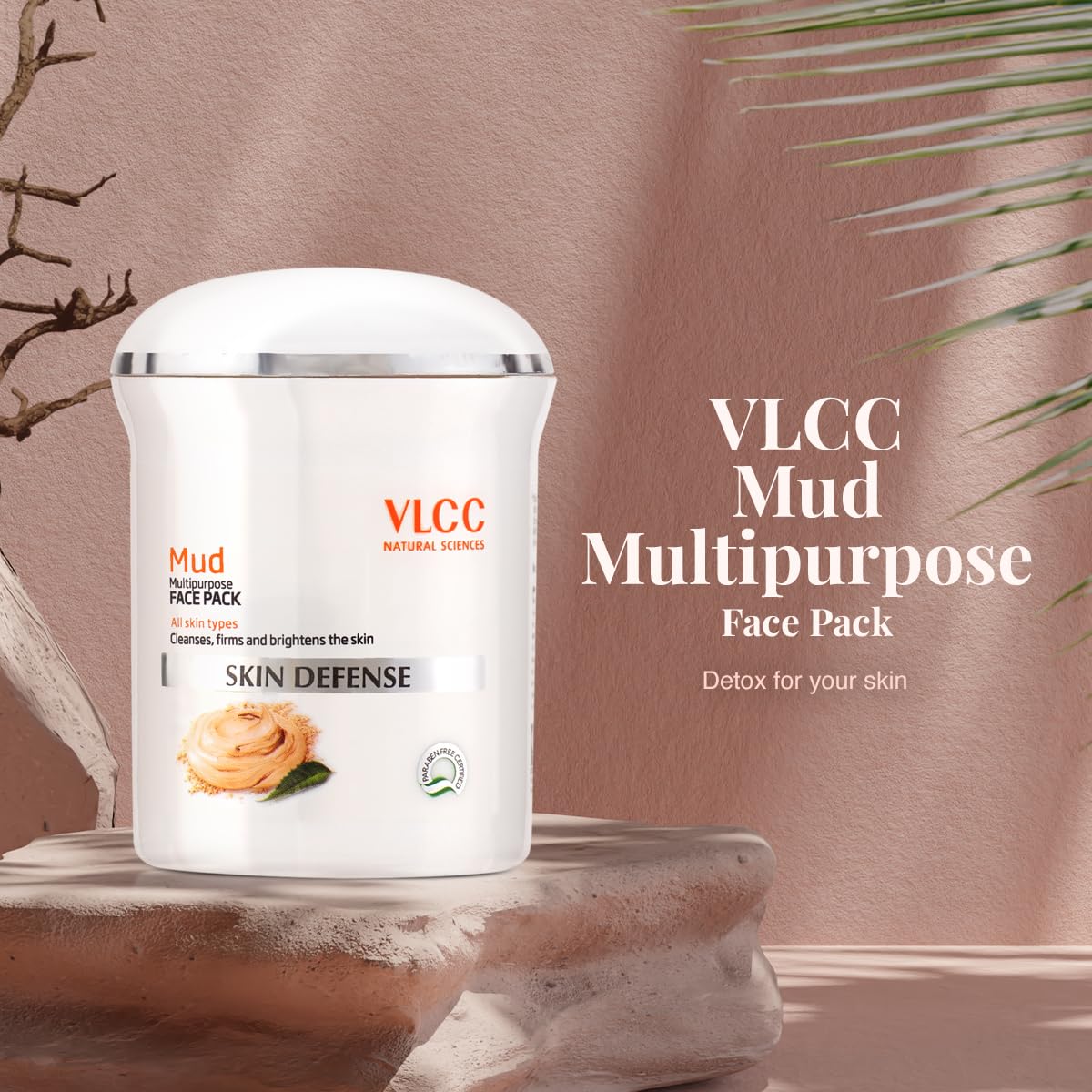 VLCC Skin Defense Mud Face Pack - 70g | Deep Cleansing & Rejuvenating Clay Mask with Kaolin Clay, Almond Oil & Mint | Brightens Skin, Reduces Pores & Soothes Irritation | Detoxifying Facial Treatment for Acne-Prone & Oily Skin | Perfect for Spa Night & Self-Care Routine