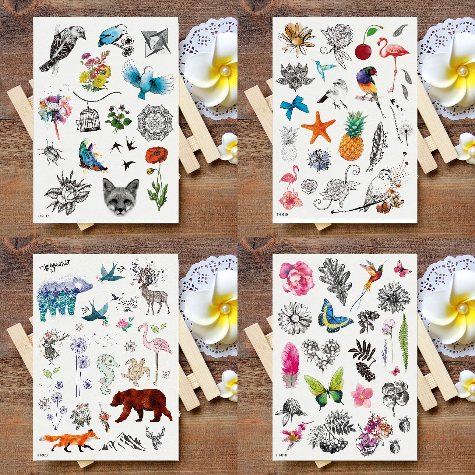 Waterproof Temporary Tattoo Stickers - 12 Sheets with 100+ Summer Designs (Animals, Flowers, Leaves) | Perfect for Kids, Parties, Festivals & Body Art