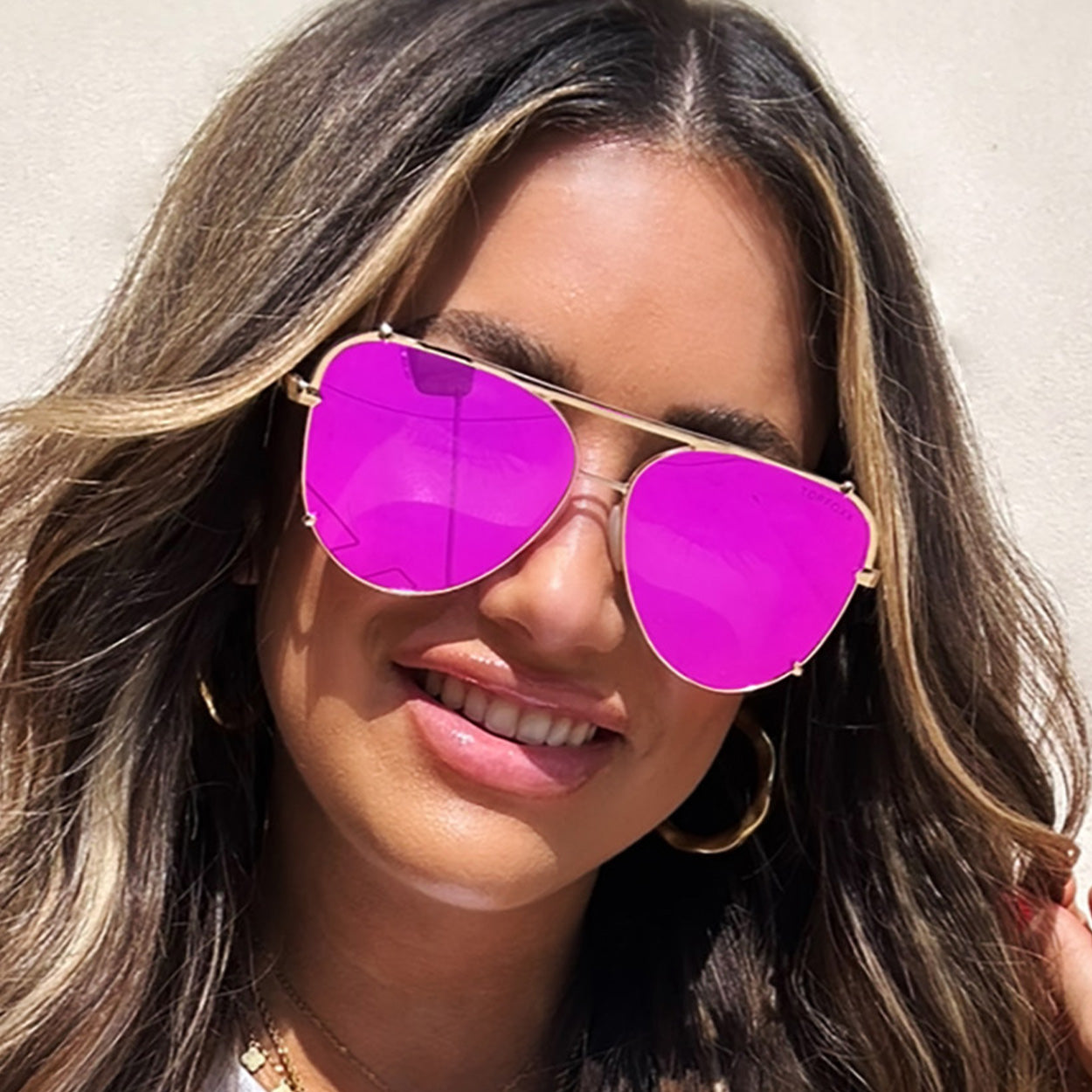 Cristina Tangle-Free Mirrored Pink Aviator Sunglasses for Women - UV Protection, Lightweight & Stylish for Driving, Beach, and Outdoor Activities