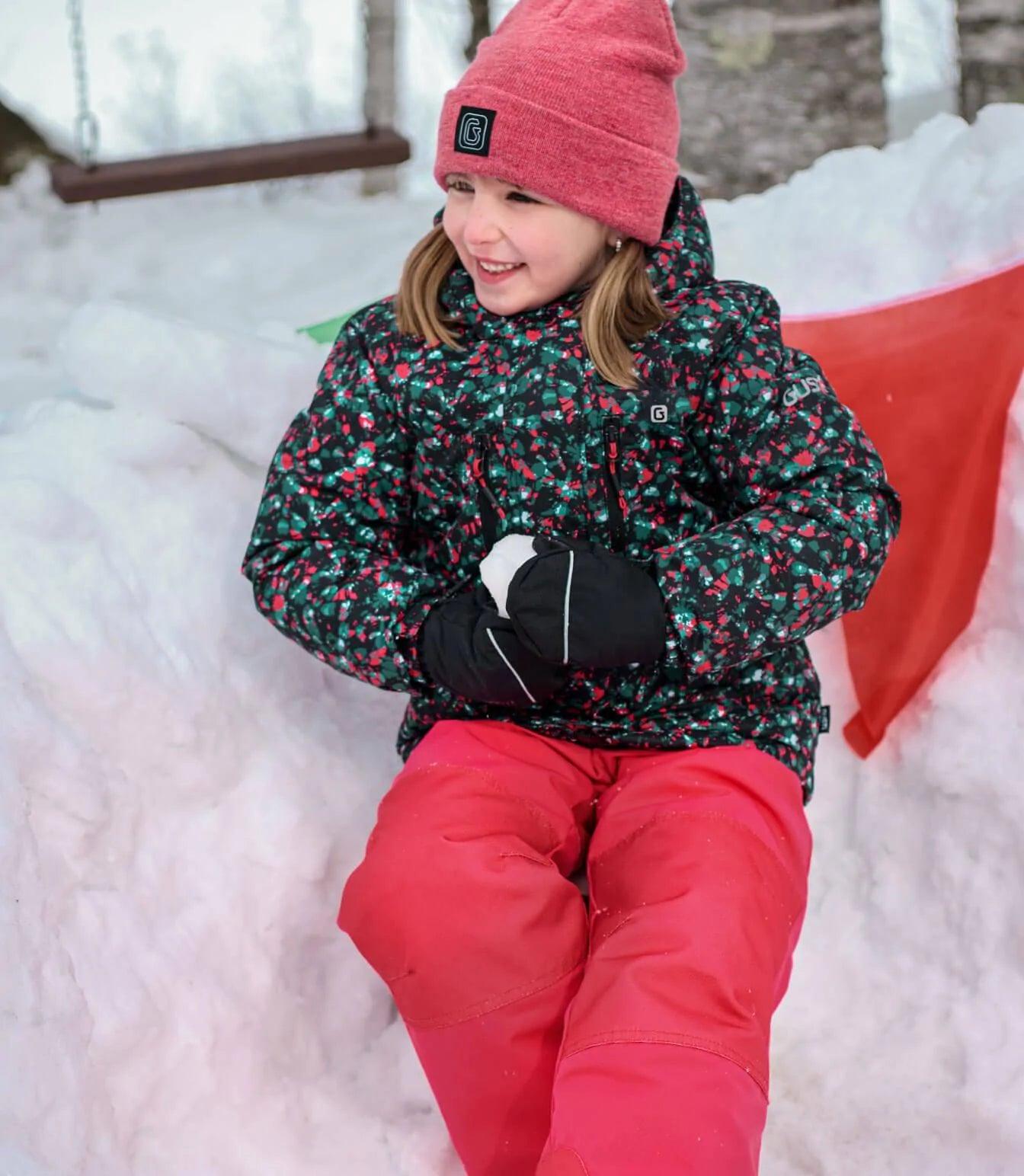 Gusti Keyla Winter Snowsuit for Baby Girls - Warm Waterproof Teaberry Pink Snowsuit for Toddlers 1-3 Years | Perfect for Snow Play, Outdoor Winter Activities & Cold Weather Protection