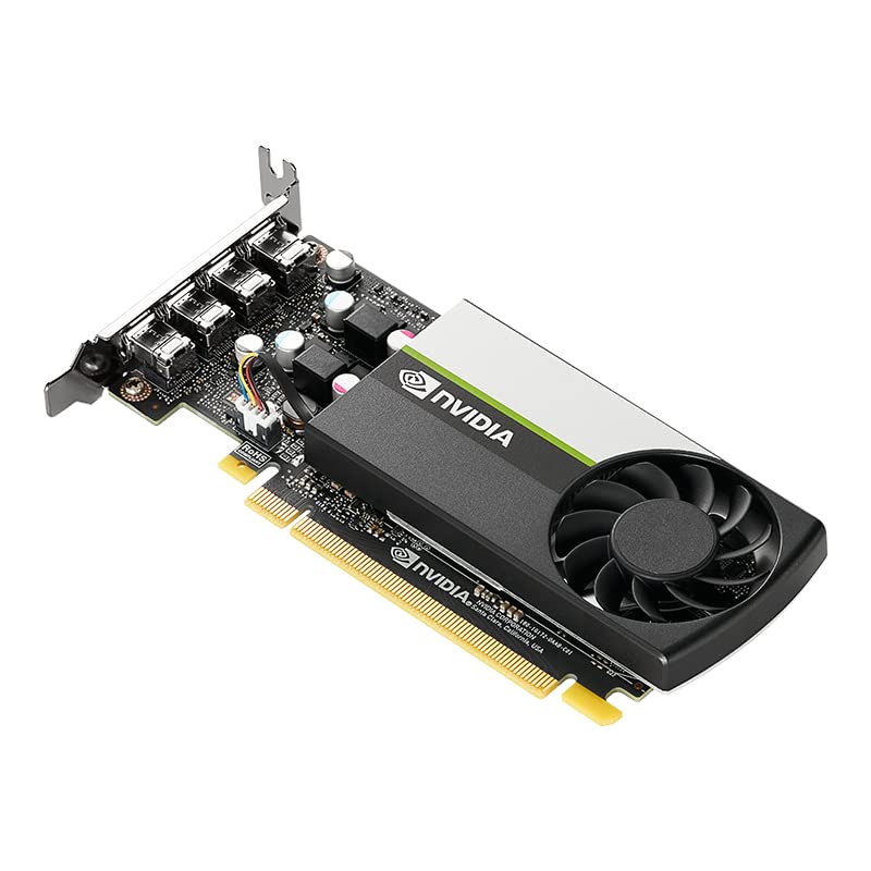 PNY NVIDIA Quadro T1000 4GB GDDR6 Single-Slot Low Profile Workstation Graphics Card - 896 CUDA Cores, 128-bit Memory, 160GB/s Bandwidth, 4x Mini DisplayPort 1.4, 50W Power, PCIe 3.0 x16 - Ideal for CAD, 3D Modeling & Video Editing Workstations