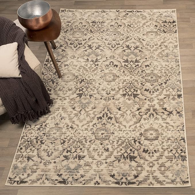 Tamara Modern Diamond Geometric Indoor Area Rug - Non-Slip Soft Living Room Carpet for Home Decor, Bedroom, Office - Stylish & Durable Floor Mat for Comfortable & Elegant Spaces