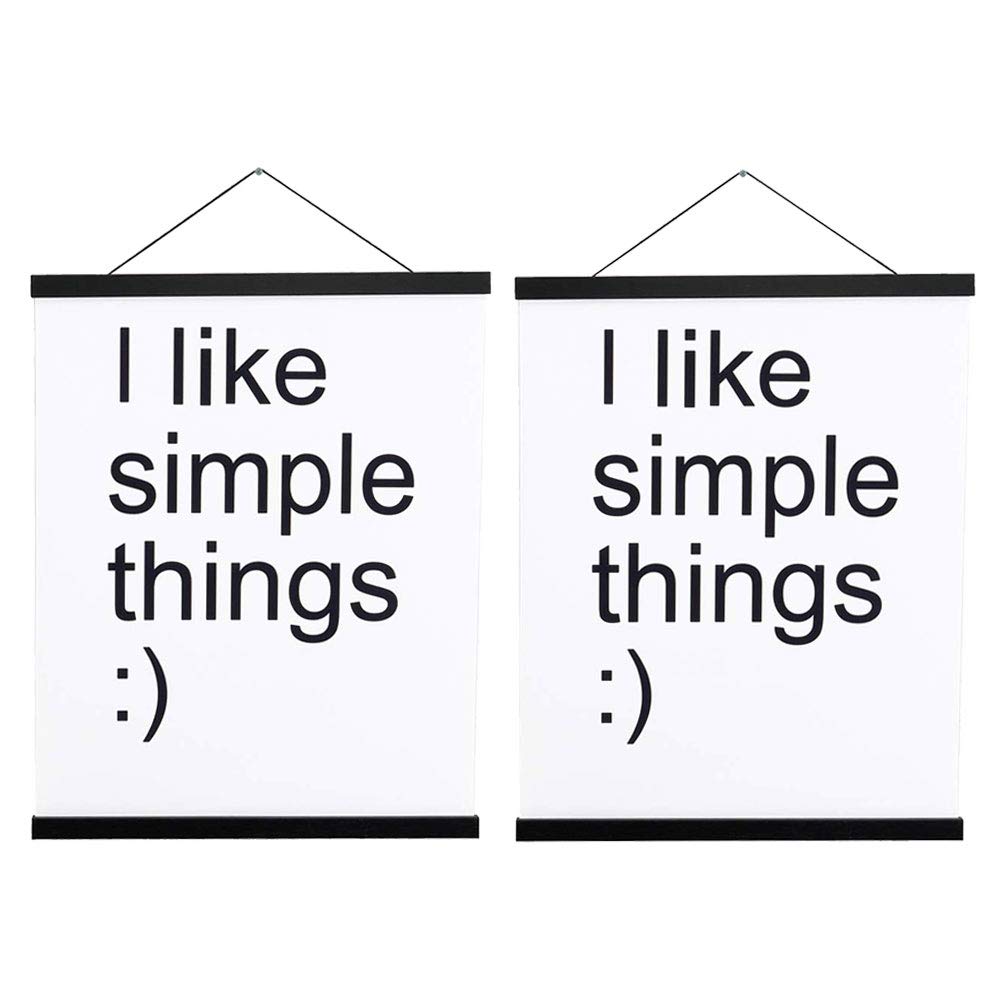 2 Pack Magnetic Poster Hanger Frame - 36x24/36x48/36x12 Light Wood Wooden Magnet Canvas Artwork Print Display Kit (Black, 36 Inch) - Perfect for Home Decor, Office Wall Art & Gallery Exhibitions