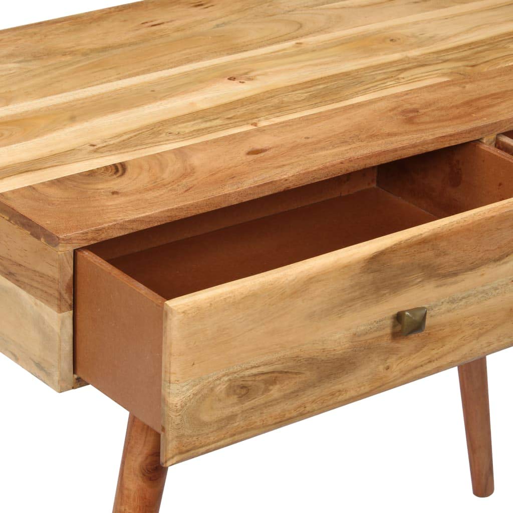FAMIROSA 39.3x20x29.9 Inch Solid Acacia Wood Computer Desk for Home Office | Study Writing Workstation with Durable Wooden Surface | Perfect for Small Spaces, Apartments & Dorm Rooms