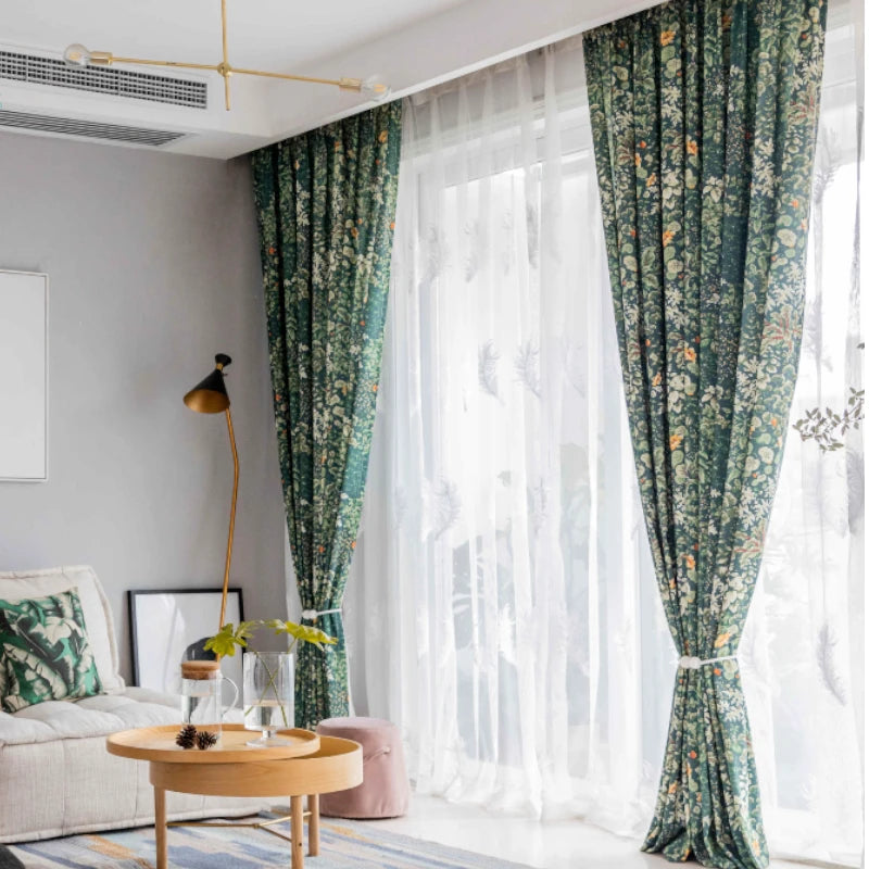 Lana Countryside Botanical Blackout Curtains - Custom Room Darkening Window Drapes for Bedroom & Living Room | Nature-Inspired Home Decor