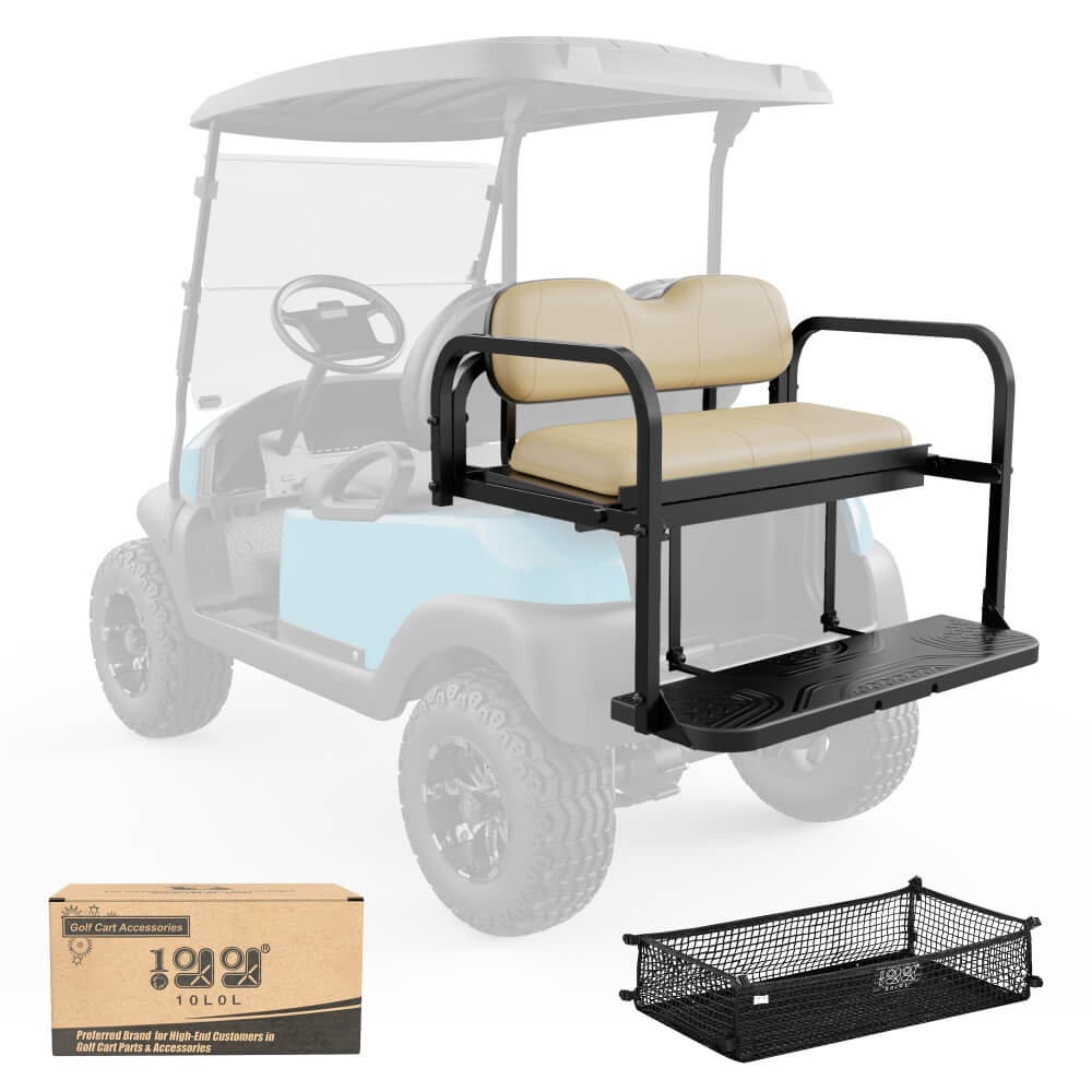Club Car Precedent, Tempo & Onward Golf Cart Flip Back Seat Kit - Deluxe 10L0L Rear Folding Seat & Backrest for Comfortable Rides | Perfect for Golf Courses, Resorts & Neighborhood Cruising