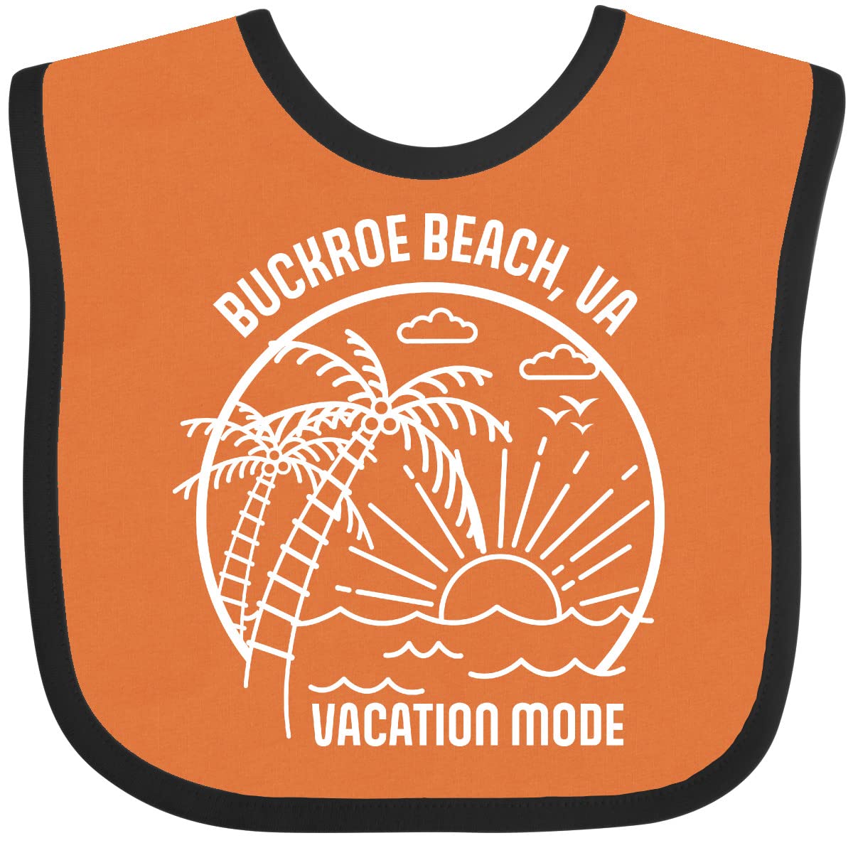 Inktastic Summer Vacation Mode Buckroe Beach Virginia Baby Bib - Soft Cotton Drool Bib for Infants, Toddlers - Perfect for Beach Trips, Travel, and Everyday Use