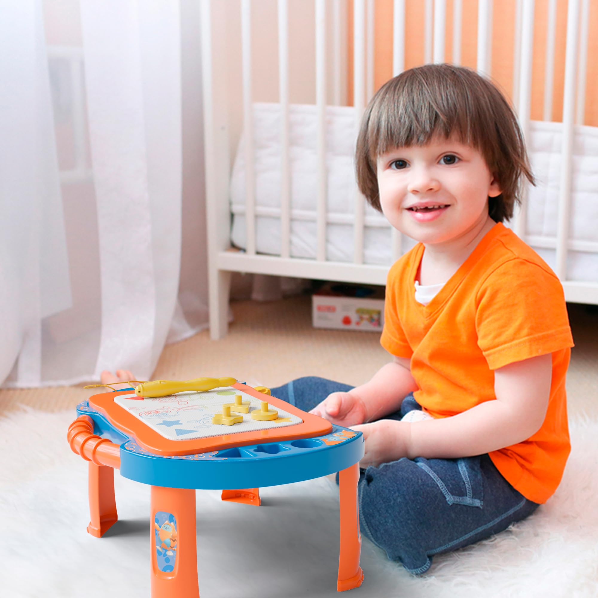 Blippi Magnetic Drawing Board for Kids - LCD Writing Tablet with Stand, Pen & Stamps - Educational Learning Toy for Toddlers 3+ Years - Perfect for Home, Travel & Preschool Activities