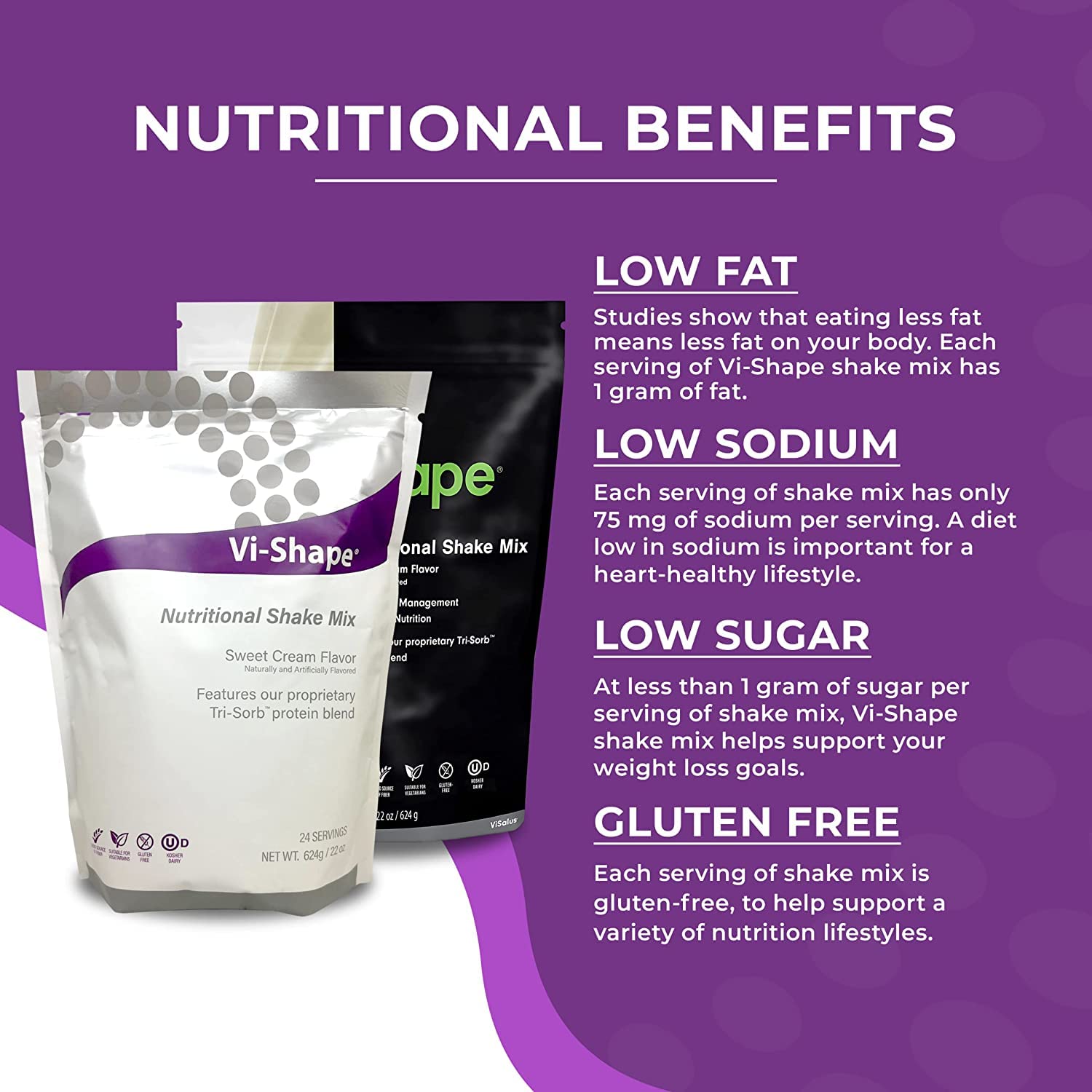 Vi-Shape Original Nutritional Shake Mix - Sweet Cream Flavor | 22oz (2 Bags, 48 Servings) | Protein Powder for Weight Loss & Meal Replacement | Perfect for Smoothies, Breakfast & Post-Workout Recovery