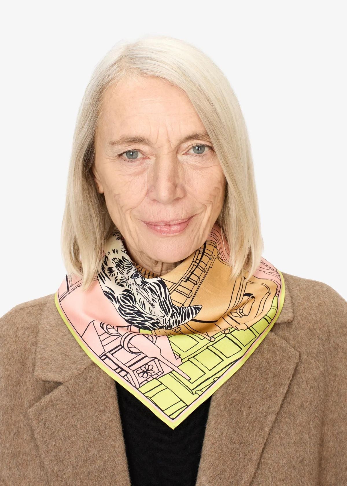 INOUI EDITIONS Tokyo 65 Square Scarf - Soft Pastel Fashion Scarf for Women, Lightweight & Breathable, Perfect for Spring & Fall Outfits, Travel Accessory, Gift Idea