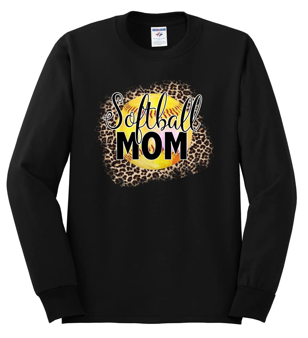 Wild Bobby Softball Mom Animal Print Long Sleeve Shirt for Women & Men - Comfortable Sports Tee for Baseball, Softball Games & Casual Wear
