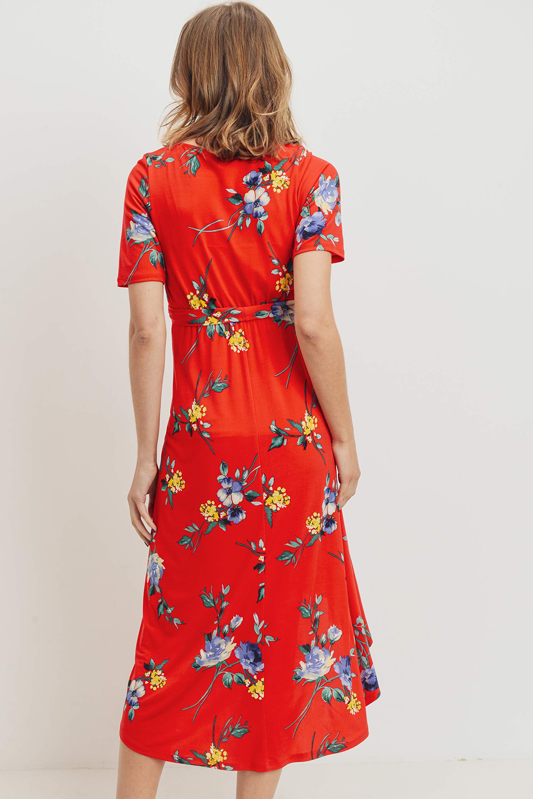 Stylish Women's Maternity Wrap Dress - Mid-Length with Adjustable Waist Belt | Perfect for Pregnancy, Nursing & Special Occasions