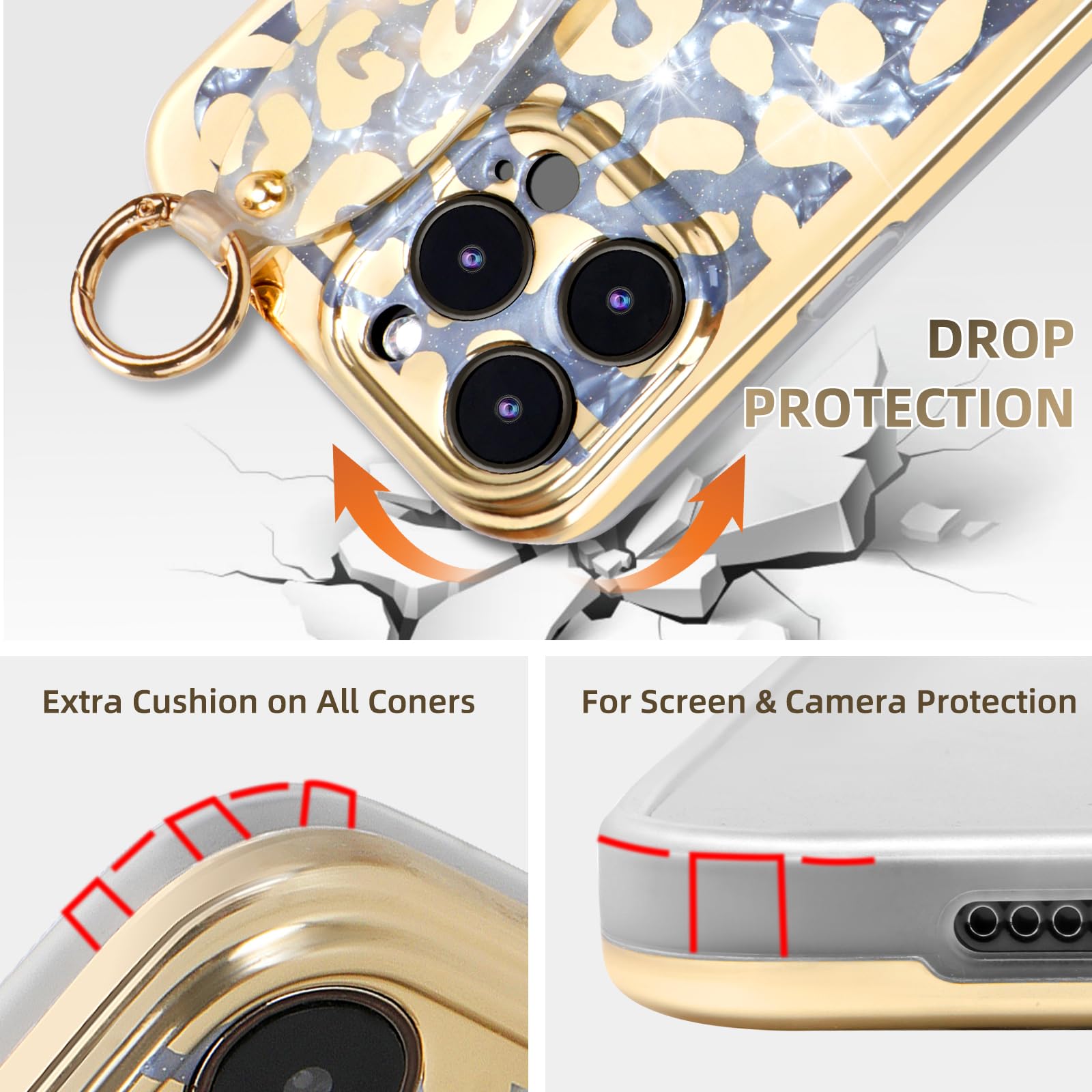 Shockproof Ultra Slim IMD Case for iPhone 12 Pro Max (6.7-inch) - Cheetah Print Wristband & Kickstand Cover | Perfect for Gym, Outdoor Activities & Everyday Protection (Leopard Skin Pattern)