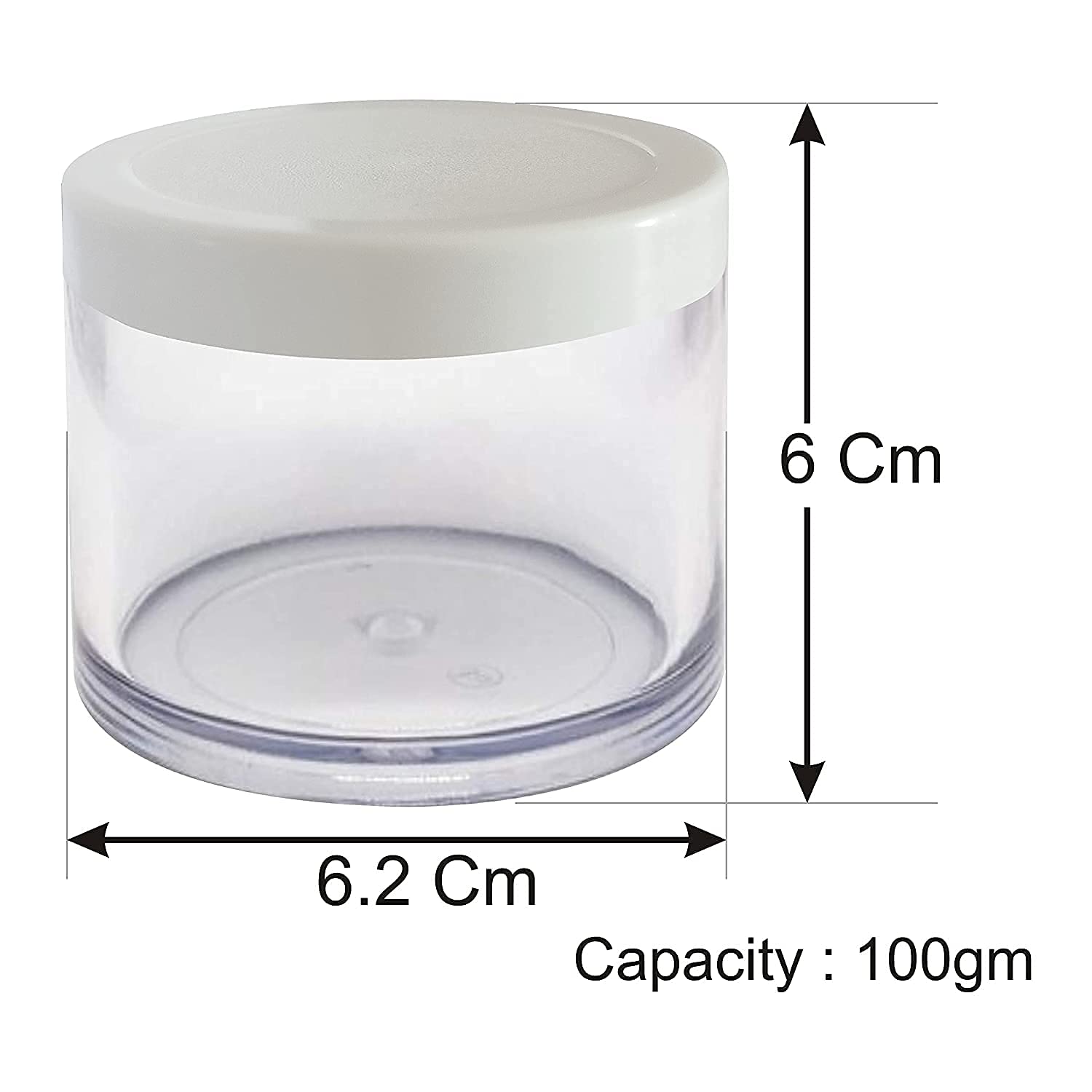JARBAZAAR 4-Pack 100 Gram Acrylic Cosmetic Jars for Body Butter, Cream, Lip Balm & Scrub - Travel-Friendly, Leak-Proof, FDA Approved - Perfect for DIY Skincare, Travel Toiletries & Gift Packaging