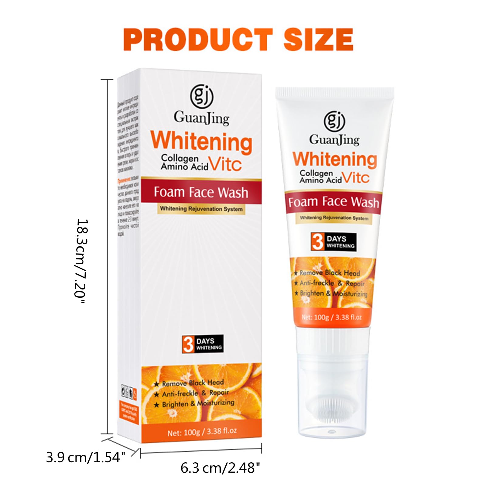 Vitamin C Foaming Facial Cleanser - Anti-Freckle & Whitening Face Wash for Deep Cleansing, Blackhead Removal & Skin Repair | Brightening Daily Skincare for Oily & Combination Skin