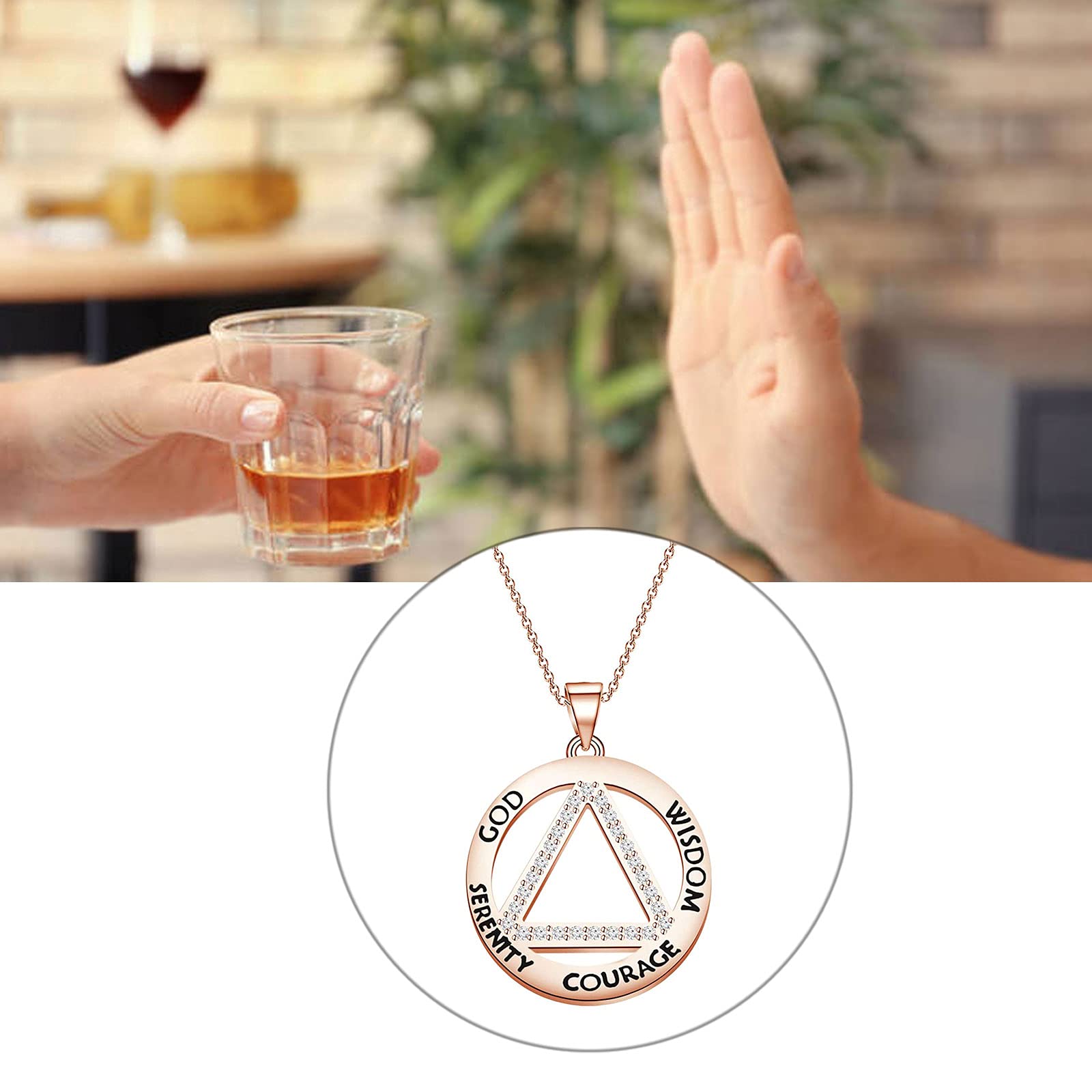 BNQL Serenity Prayer AA Recovery Necklace - Inspirational Sobriety Jewelry with Courage & Wisdom Message - Perfect Gift for Alcoholics Anonymous, 12 Step Programs & Addiction Recovery Support