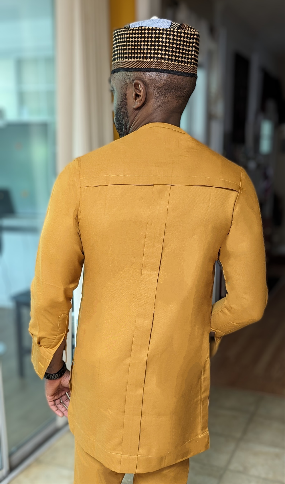 Premium Nigerian Senator Dashiki Suit Set for Men - Uturu Gold African Print Outfit | Traditional & Formal Wear for Weddings, Parties & Cultural Events (DPXSAGS22)