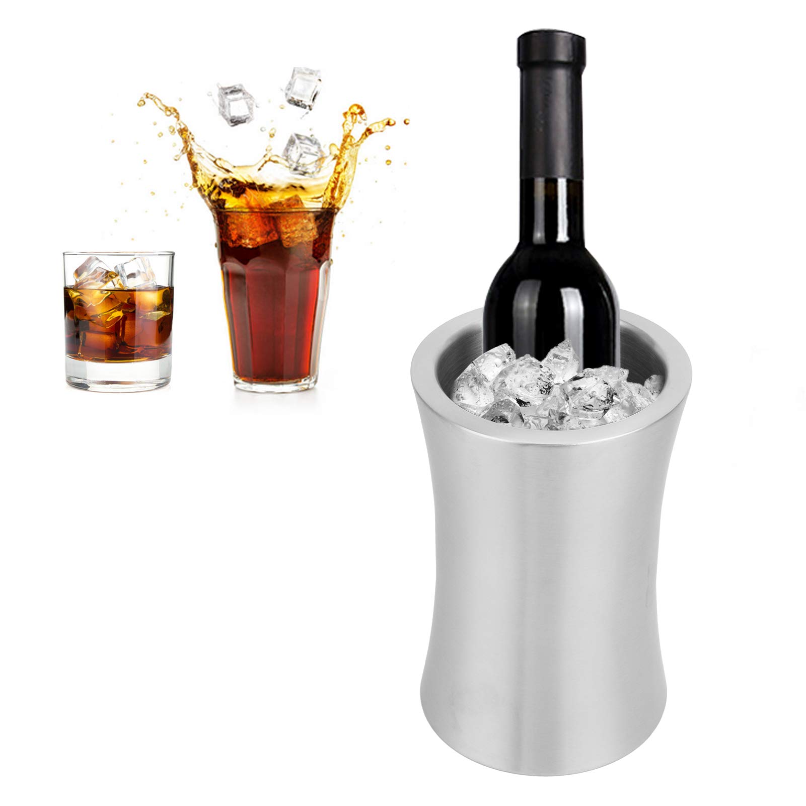 Premium Stainless Steel Champagne Bucket - Double Wall Insulated Ice Bucket for Wine & Drinks - Elegant Bar Accessory for Restaurants, Home Parties & Outdoor Gatherings