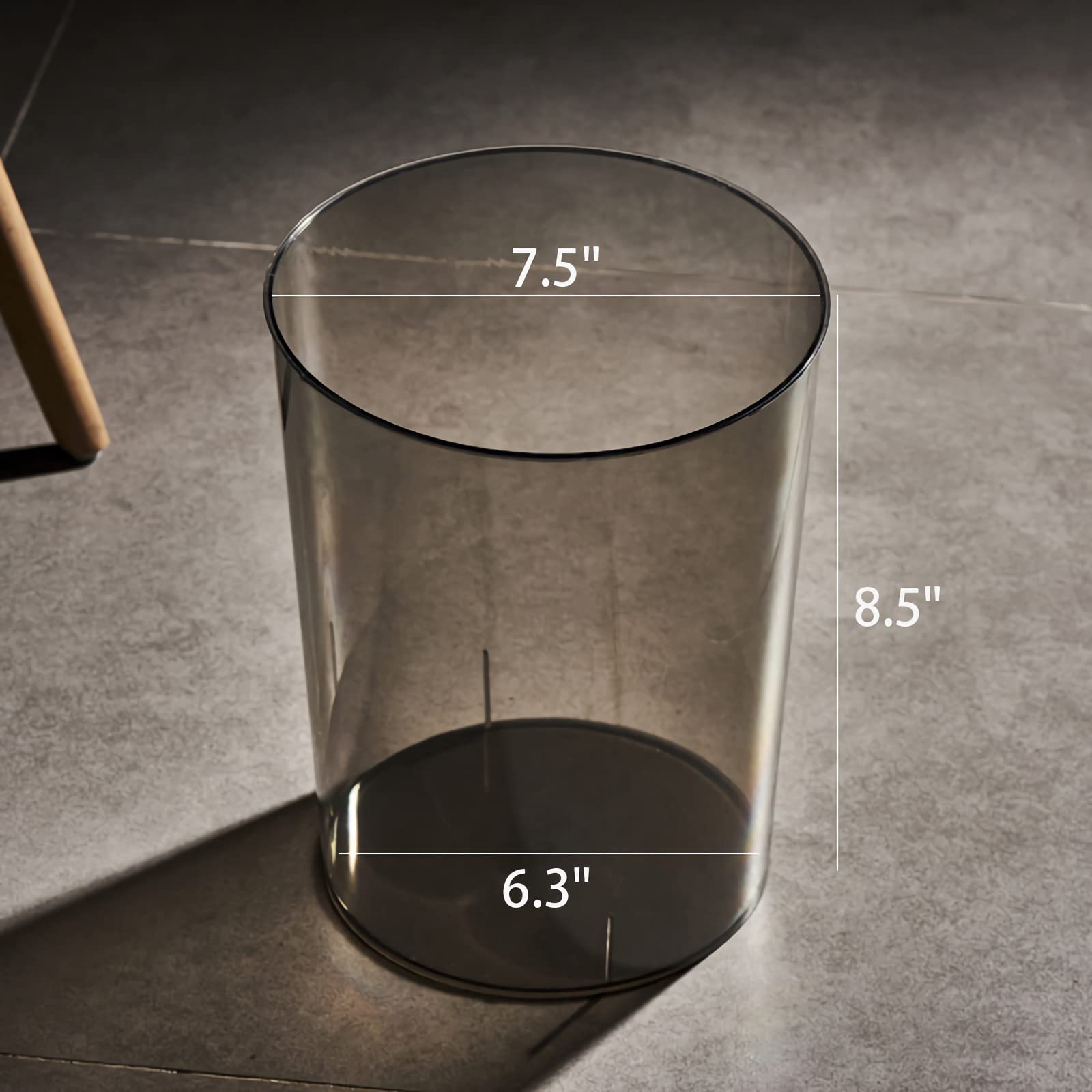 Anyoifax 2-Pack 1.5 Gallon Small Clear & Grey Plastic Trash Cans - Wastebasket for Bathroom, Office, Bedroom, Dorm, Home Office, Kitchen | Space-Saving Under Desk Garbage Bin for Home & Office Organization