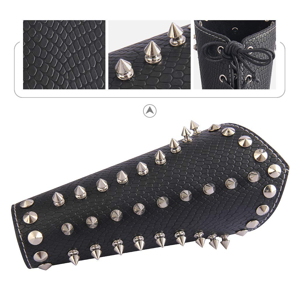JAOYU Medieval Leather Bracer Set - 2PCS Viking Armor Vambrace Wrist Guards for LARP, Cosplay & Renaissance Fairs - Durable Leather Gauntlets for Role Playing, Historical Reenactment & Costume Accessories